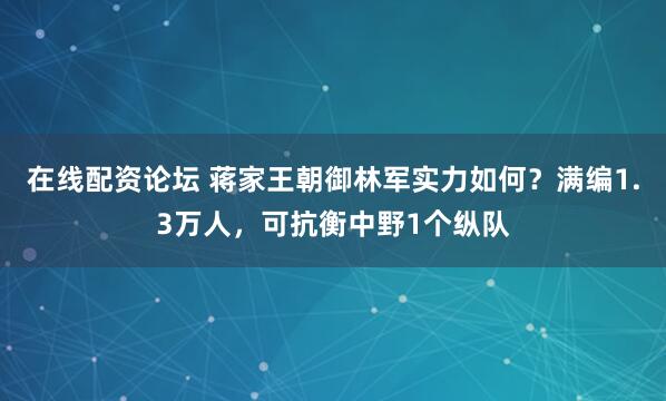 在线配资论坛 蒋家王朝御林军实力如何？满编1.3万人，可抗衡中野1个纵队